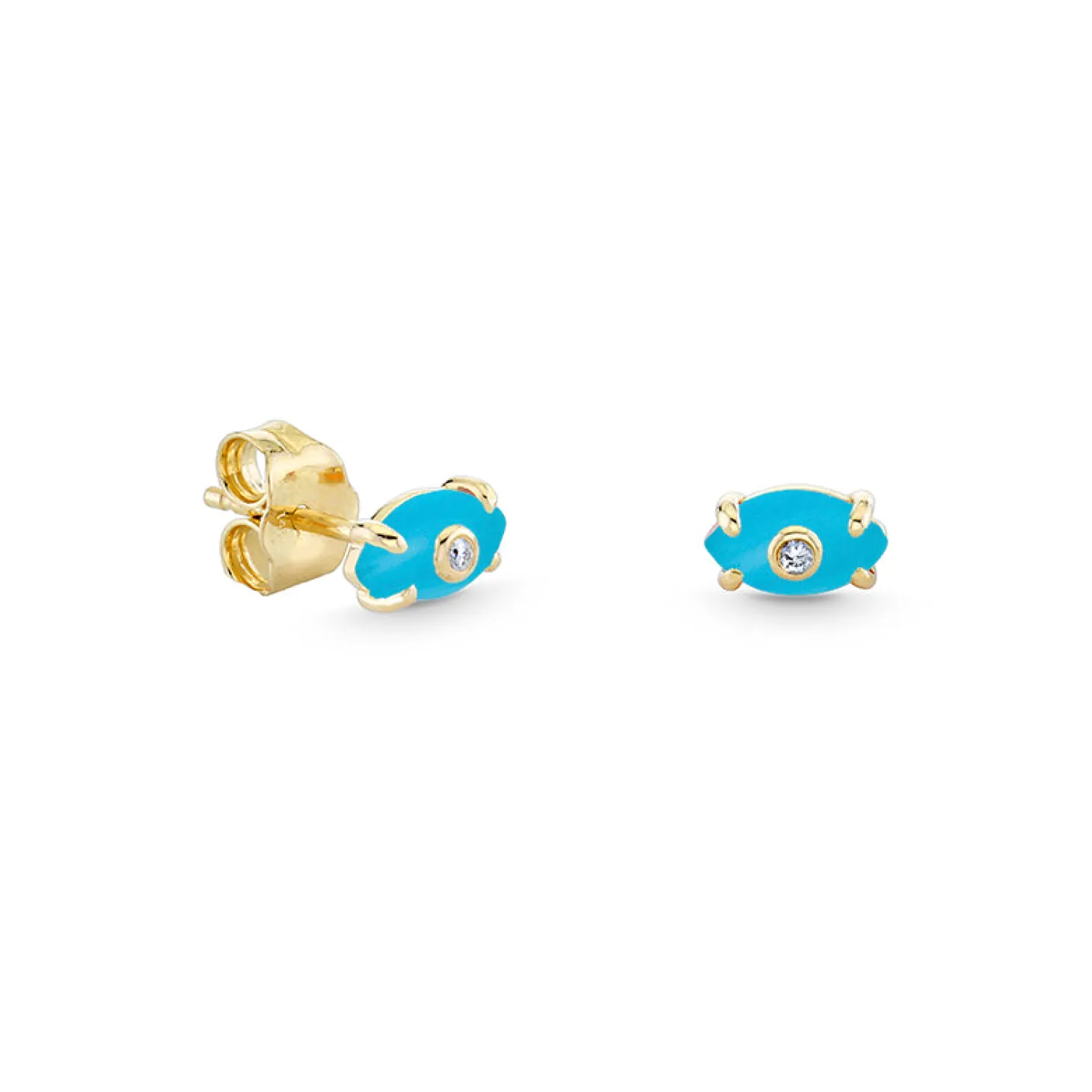 Kids Collection Gold & Diamond Tiny Carved Stone Eye Stud