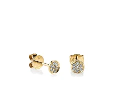 Kids Collection Gold & Diamond Pave Tiny Disc Stud