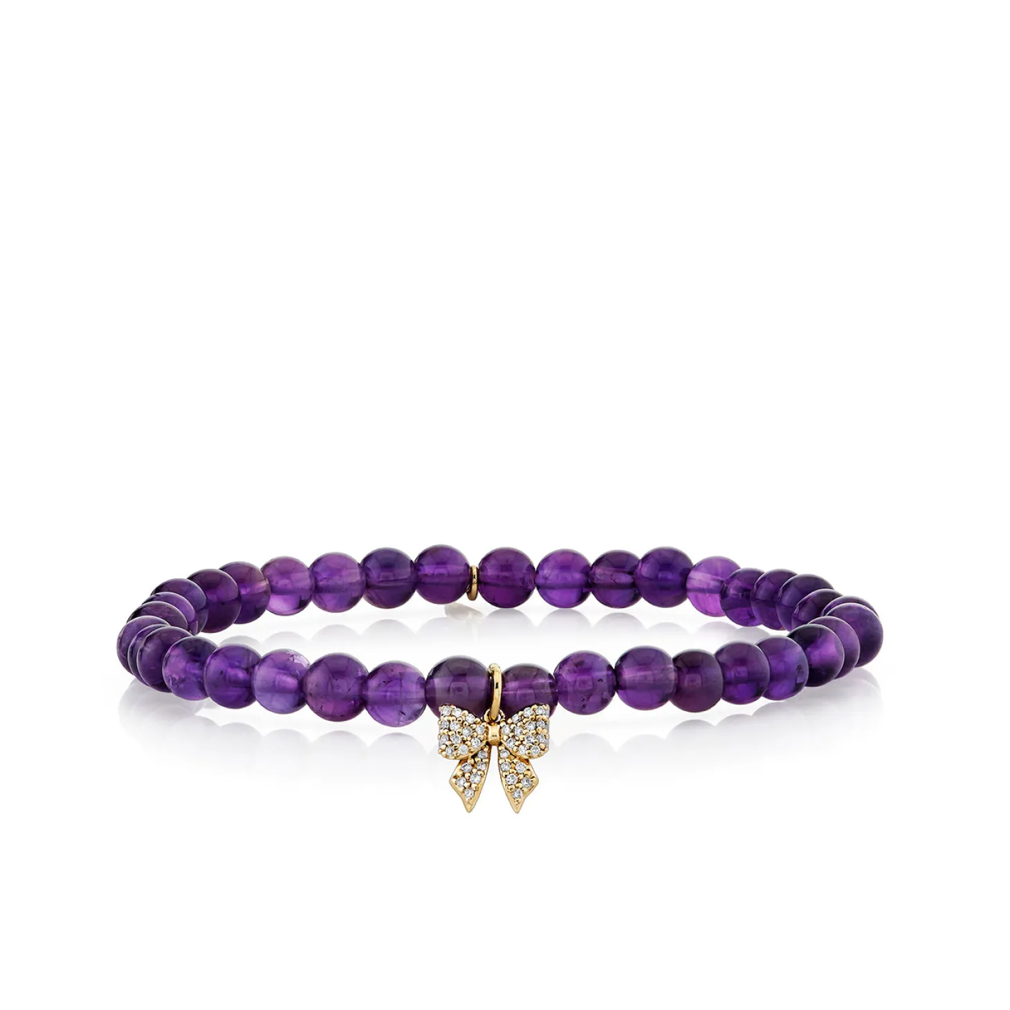 Kids Collection Gold & Diamond Small Bow on Amethyst