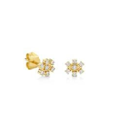 Kids Collection Gold & Diamond Small Marquise Eye Flower Stud