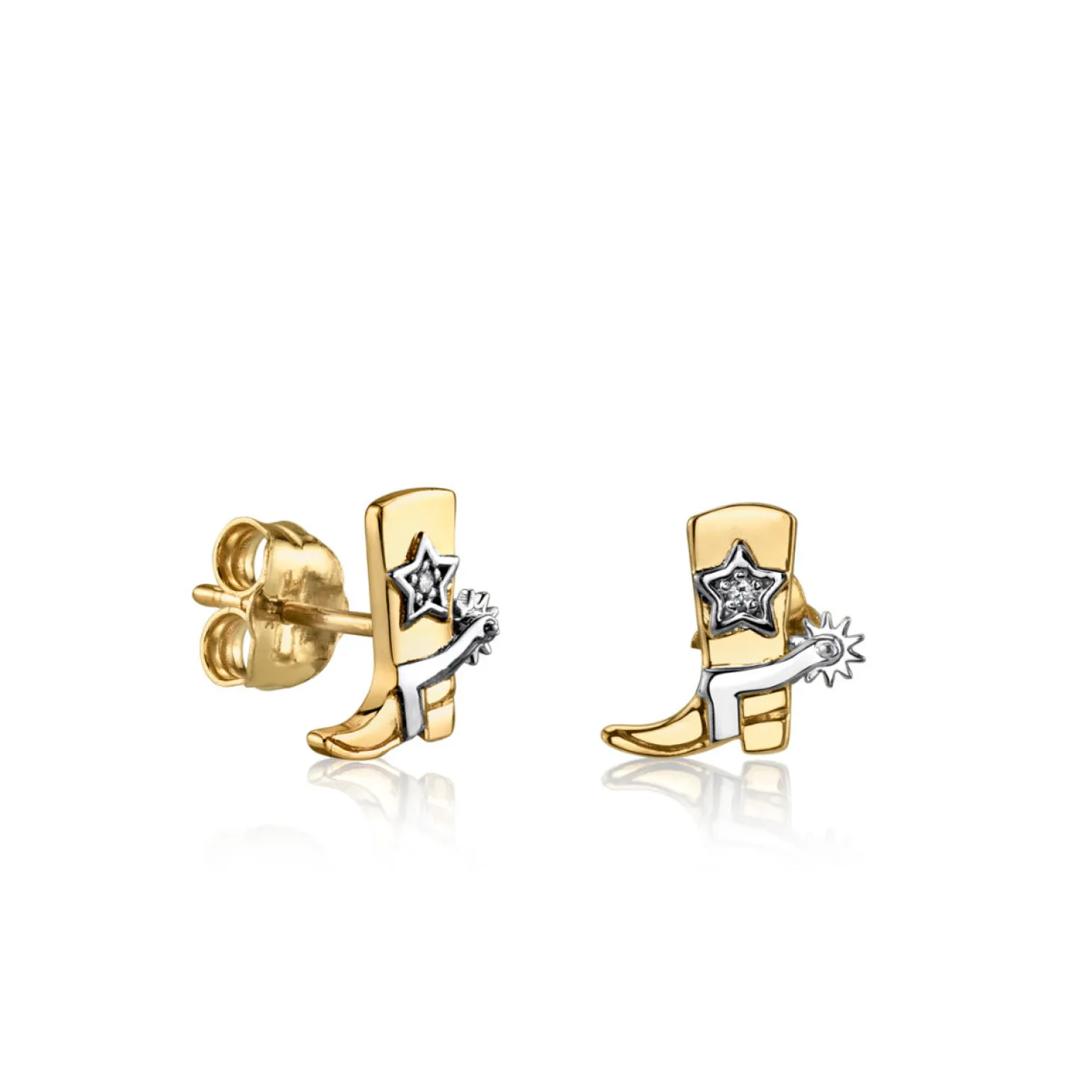 Kids Collection Gold & Diamond Cowboy Boot Stud