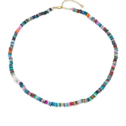 Kids Collection Gold & Diamond Rondelle Rainbow Heishi Necklace