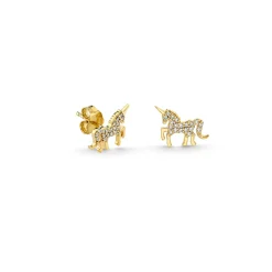 Kids Collection Gold & Diamond Mini Unicorn Stud