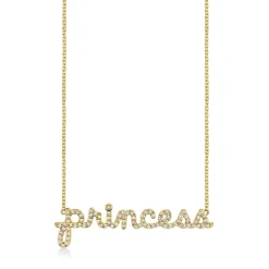Kids Collection Gold & Diamond Princess Script Necklace