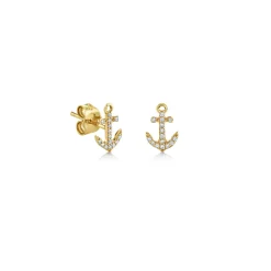 Kids Collection Gold & Diamond Tiny Anchor Stud