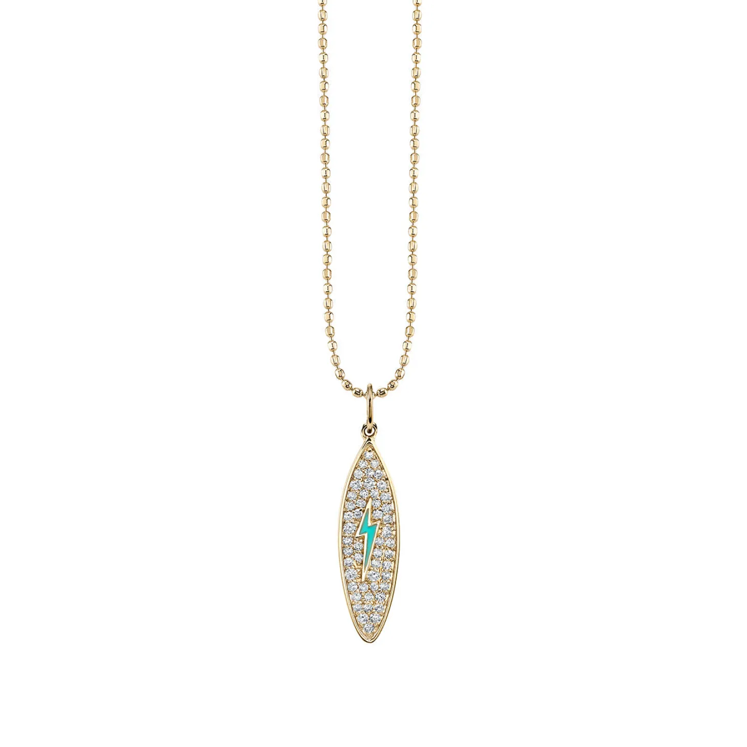 Kids Collection Gold & Diamond Enamel Surfboard Necklace