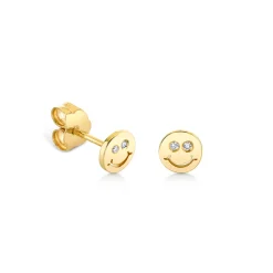 Kids Collection Gold & Diamond Tiny Happy Face Stud