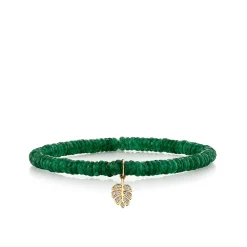 Kids Collection Gold & Diamond Tiny Monstera Leaf on Aventurine