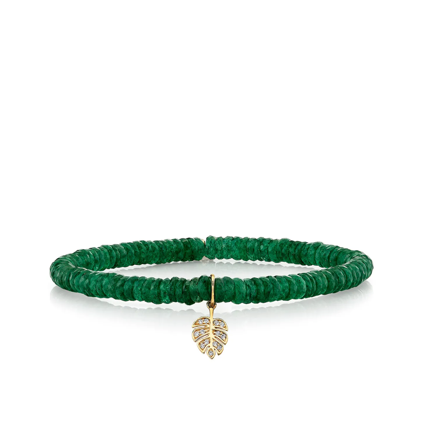 Kids Collection Gold & Diamond Tiny Monstera Leaf on Aventurine