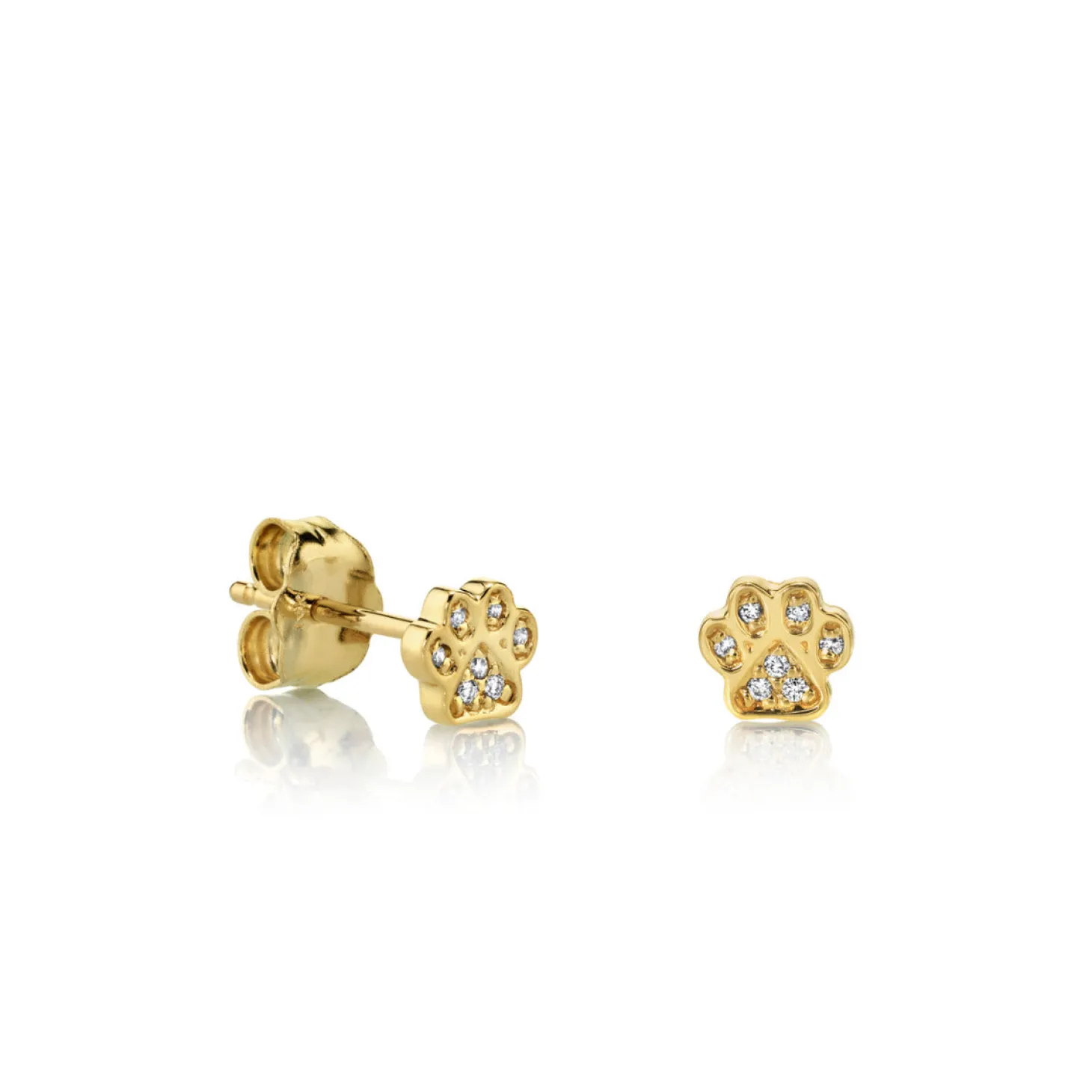 Kids Collection Gold & Diamond Mini Paw Stud