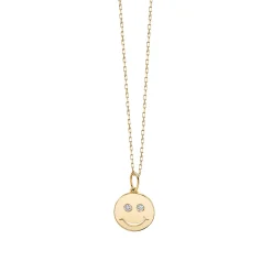 Kids Collection Gold & Diamond Happy Face Necklace