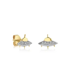 Kids Collection Gold & Diamond Flying Saucer Stud