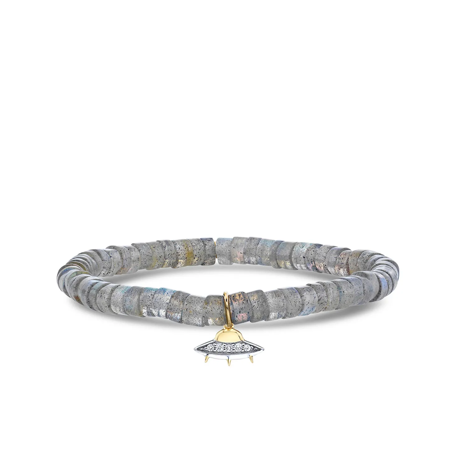 Kids Collection Gold & Diamond Flying Saucer on Labradorite