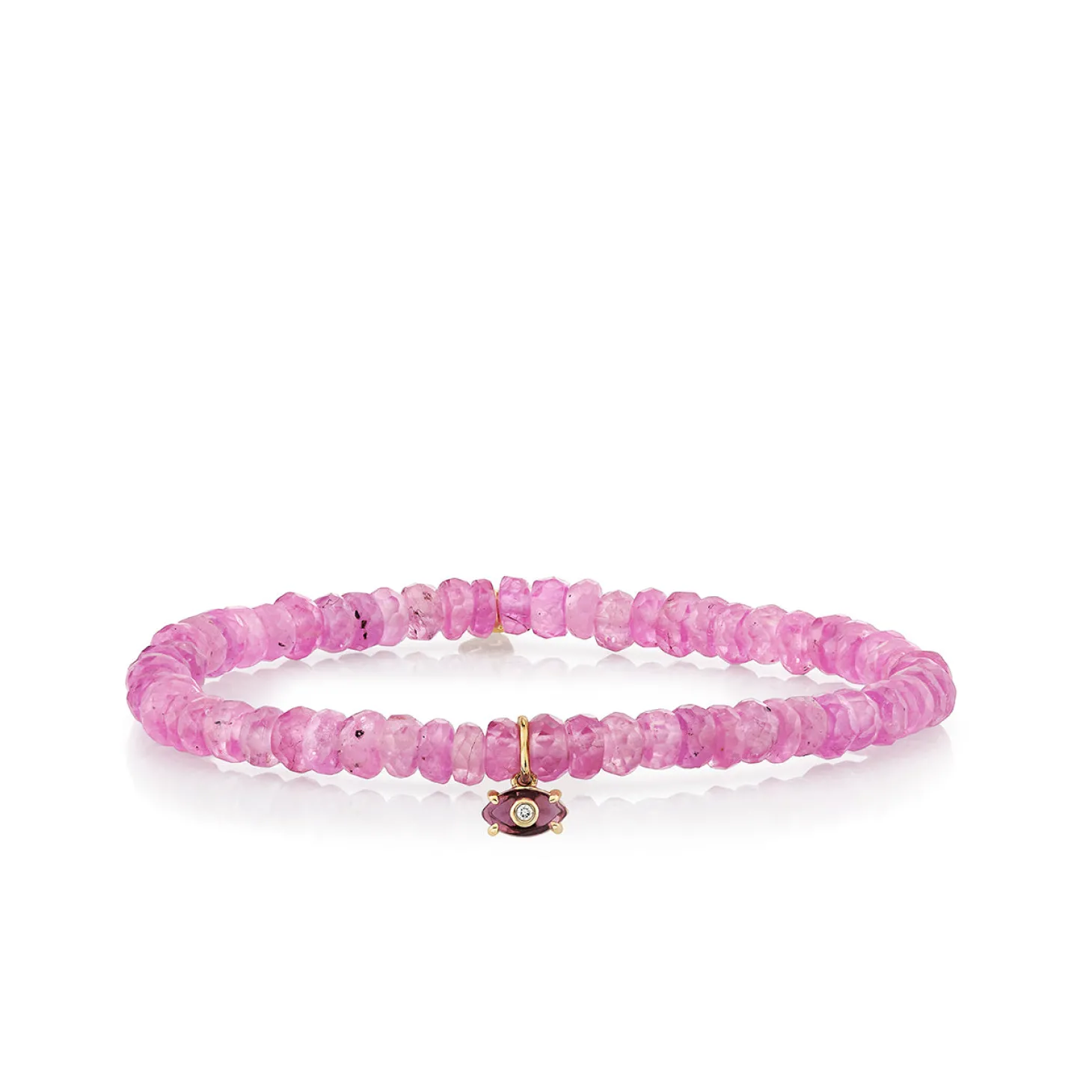 Kids Collection Gold & Diamond Tiny Carved Stone on Pink Sapphire