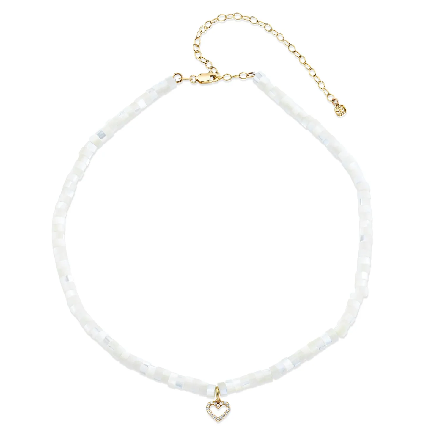 Kids Collection Gold & Diamond Heart Mother of Pearl Necklace
