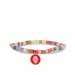 Kids Collection Gold & Diamond Hamsa Coin on Multicolor Zircon
