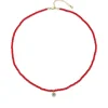 Kids Collection Gold & Diamond Enamel Flower Red Sea Bamboo Necklace
