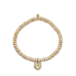 Kids Collection Gold & Diamond Horse Horseshoe on Cream Jasper