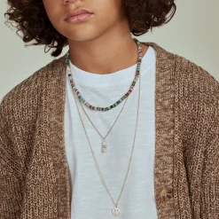 Kids Collection Gold & Diamond Rondelle Rainbow Heishi Necklace