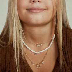 Kids Collection Gold & Diamond Heart Mother of Pearl Necklace