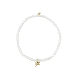 Kids Collection Gold & Diamond Tiny Hummingbird on Pearls