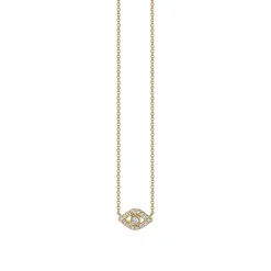 Kids Collection Gold & Diamond Mini Bezel Eye Necklace