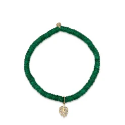 Kids Collection Gold & Diamond Tiny Monstera Leaf on Aventurine