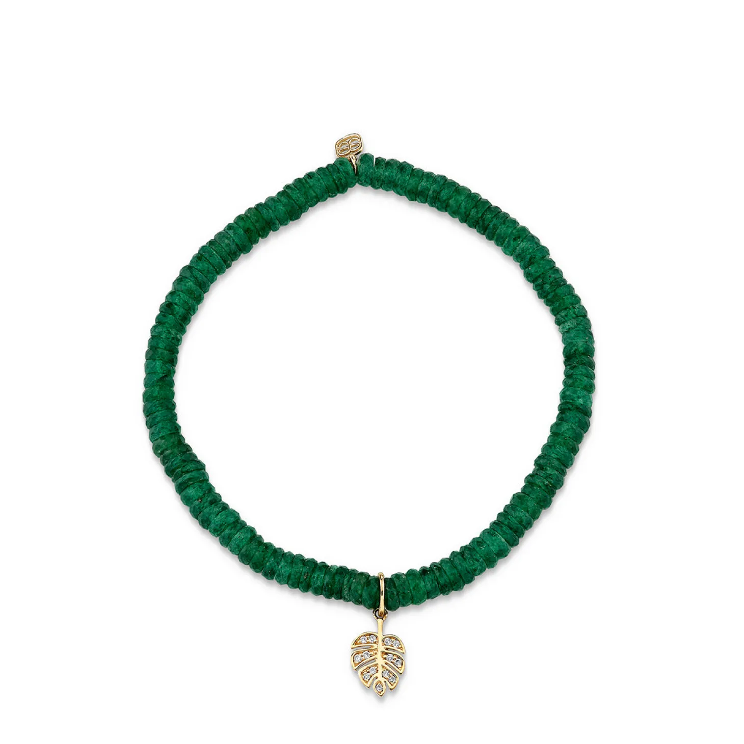 Kids Collection Gold & Diamond Tiny Monstera Leaf on Aventurine