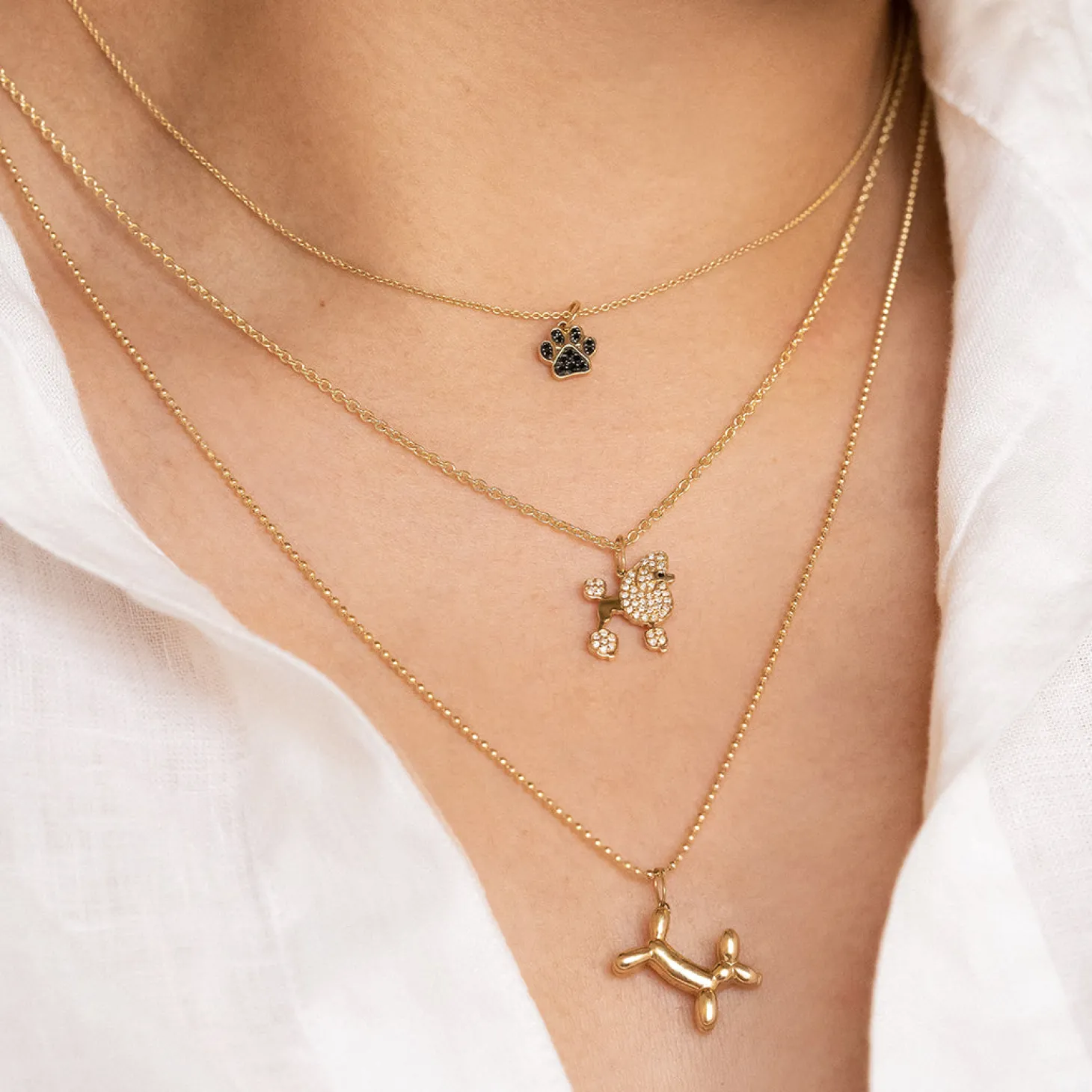 Kids Collection Gold & Diamond Small Paw Print Necklace