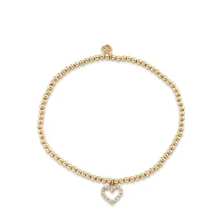 Kids Collection Gold & Diamond Heart on Gold Beads