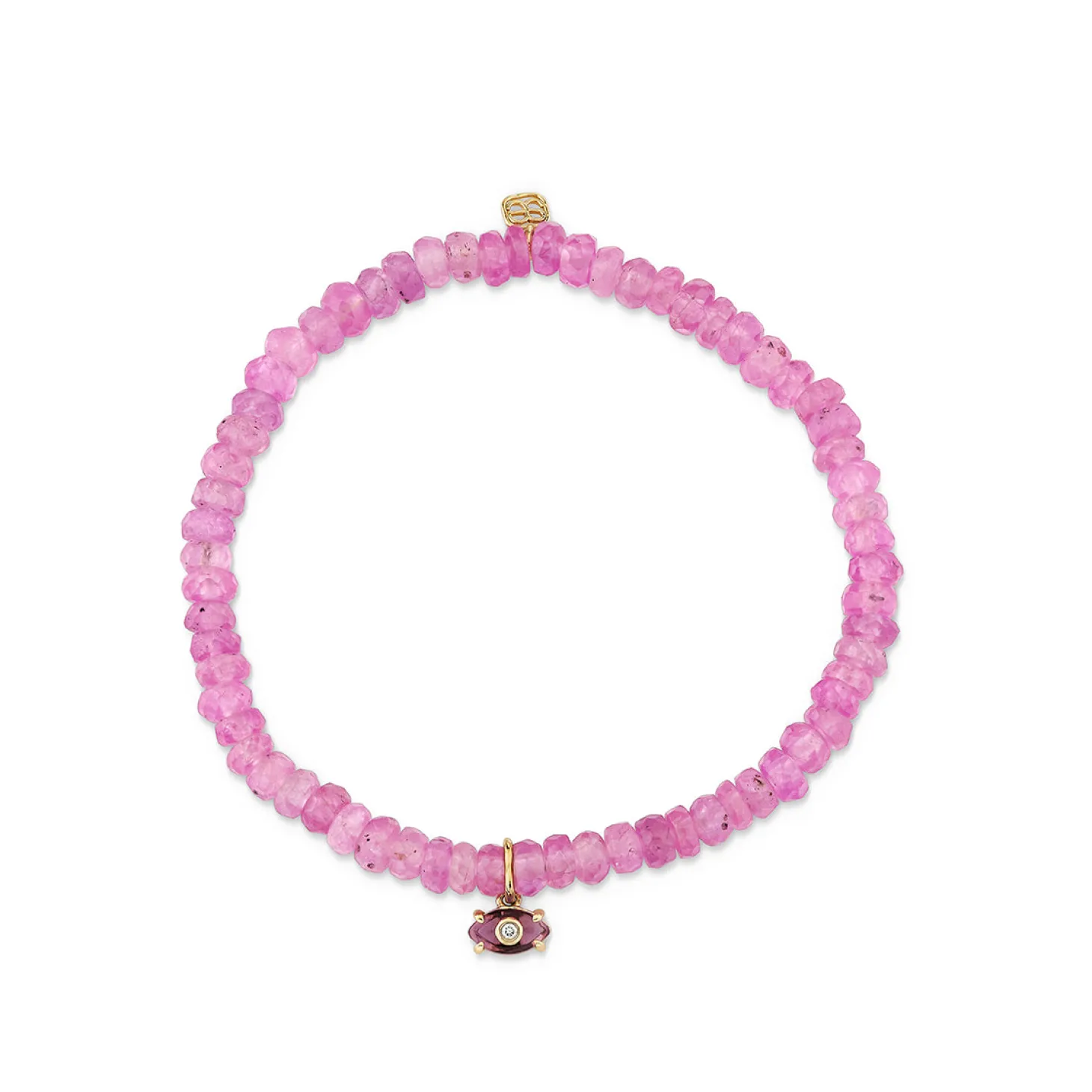 Kids Collection Gold & Diamond Tiny Carved Stone on Pink Sapphire