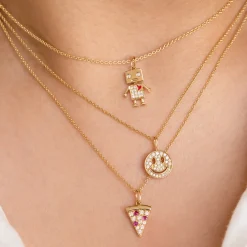 Kids Collection Gold & Diamond Baby Robot Necklace