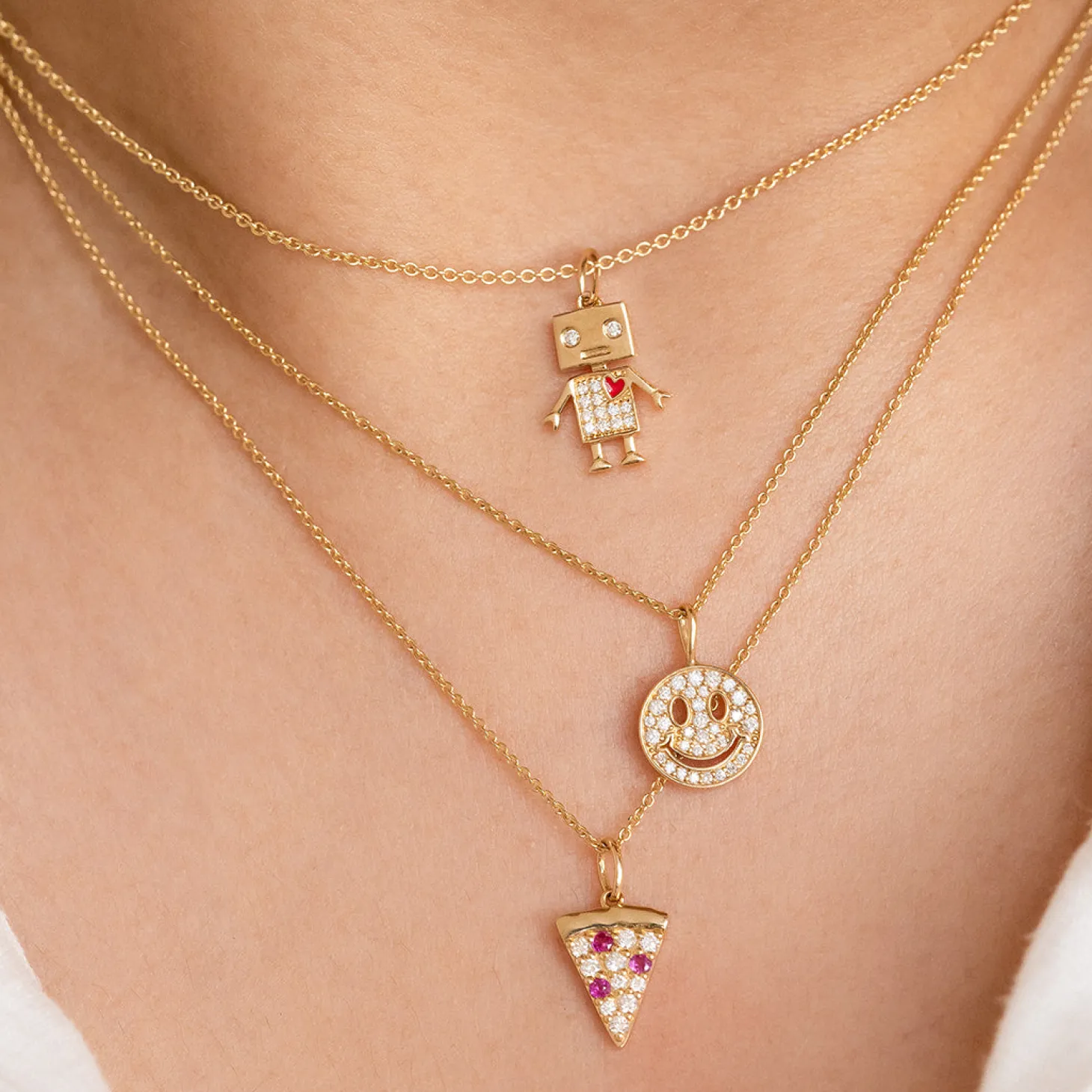 Kids Collection Gold & Diamond Baby Robot Necklace