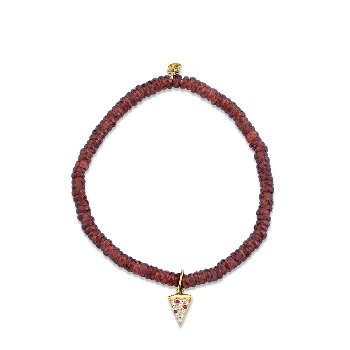 Kids Collection Gold & Diamond Pizza Slice on Garnet