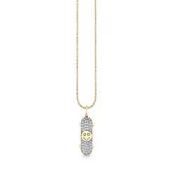 Kids Collection Gold & Diamond Happy Face Skateboard Necklace