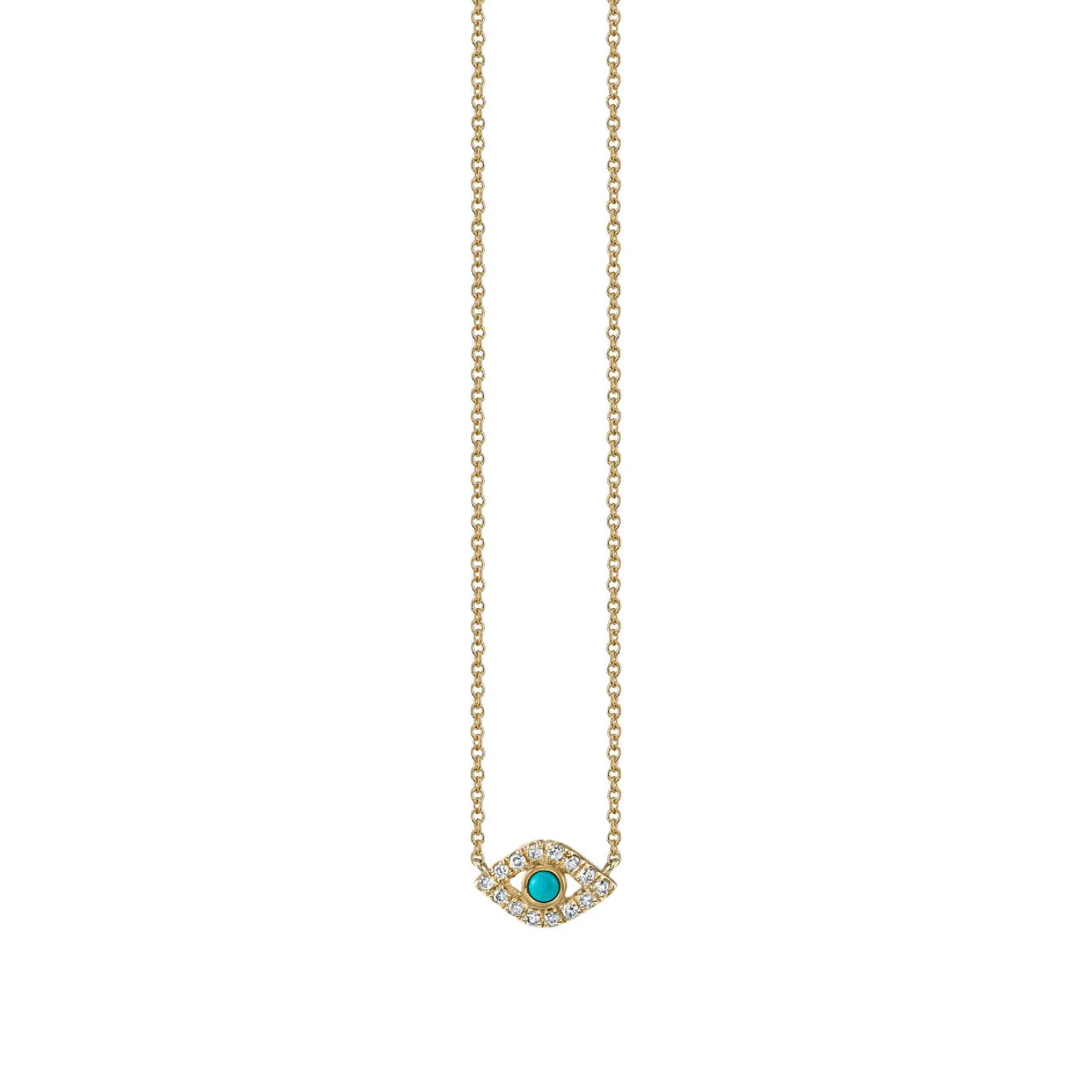 Kids Collection Gold & Diamond Mini Bezel Eye Necklace