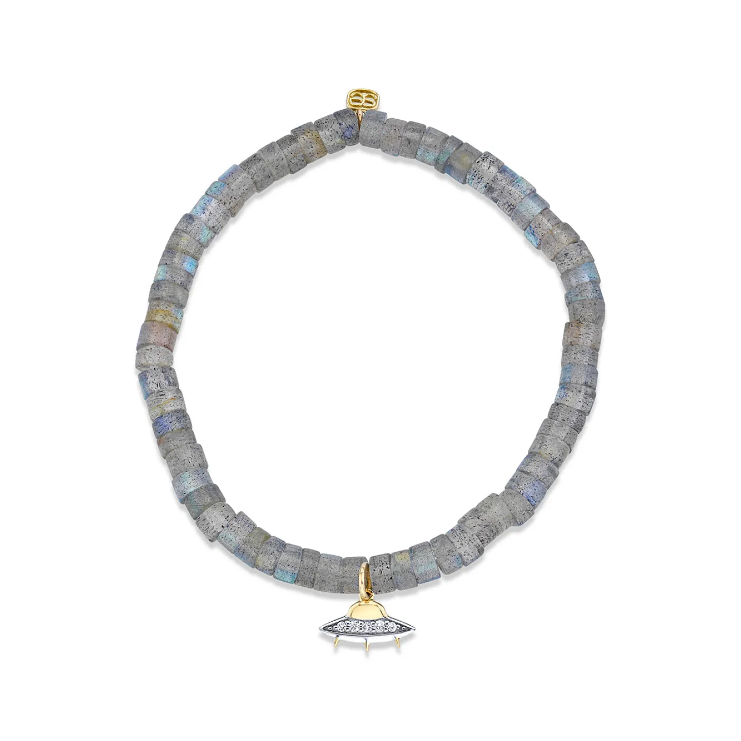 Kids Collection Gold & Diamond Flying Saucer on Labradorite