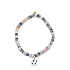 Kids Collection Gold & Diamond Soccer Ball on Australian Opal Heishi