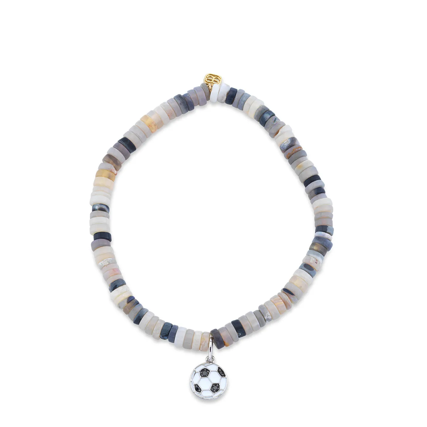 Kids Collection Gold & Diamond Soccer Ball on Australian Opal Heishi