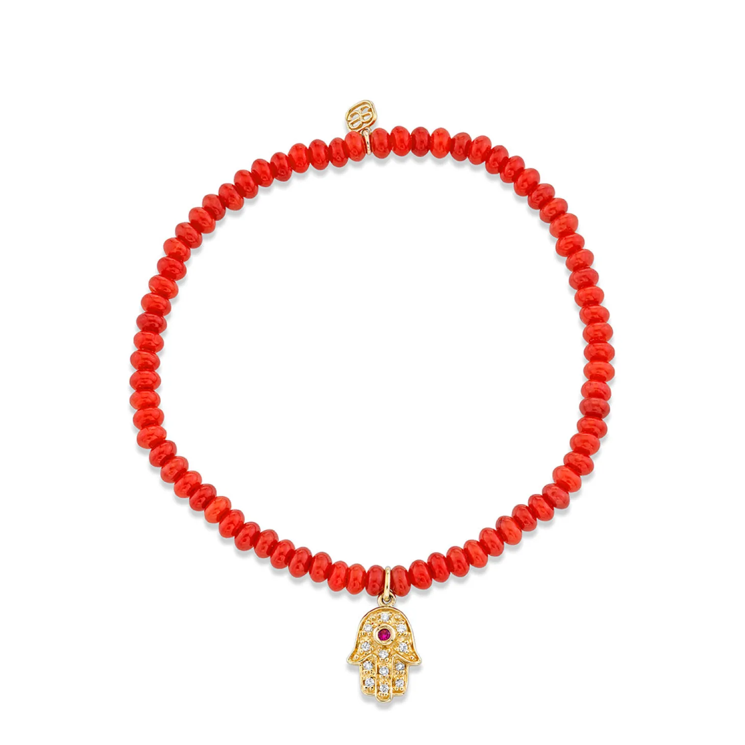 Kids Collection Gold & Diamond Hamsa on Red Sea Bamboo