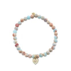 Kids Collection Gold & Diamond Heart on Impression Jasper