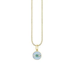 Kids Collection Gold & Enamel Tiny Eye Medallion Necklace