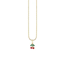 Kids Collection Gold & Enamel Mini Cherry Charm Necklace
