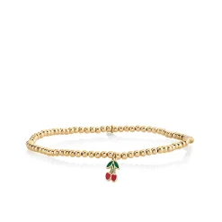 Kids Collection Gold & Enamel Cherry on Gold Beads