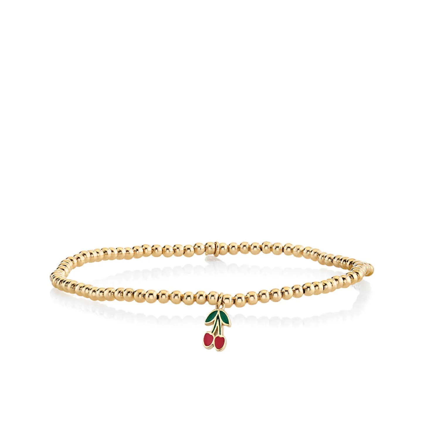 Kids Collection Gold & Enamel Cherry on Gold Beads