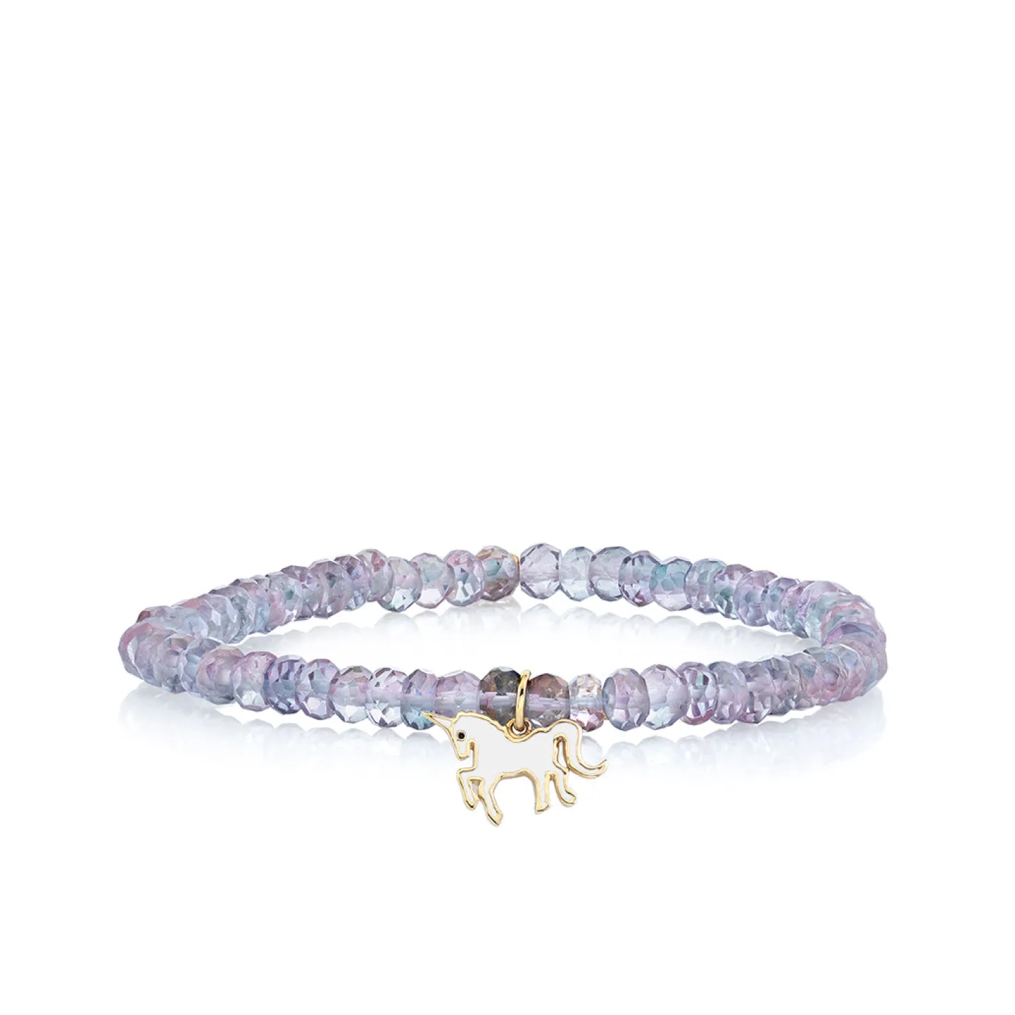 Kids Collection Gold & Enamel Unicorn on Rainbow Quartz