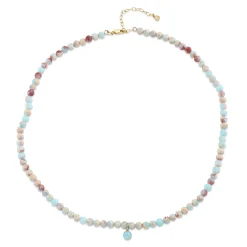 Kids Collection Gold & Enamel Happy Face Impression Jasper Necklace