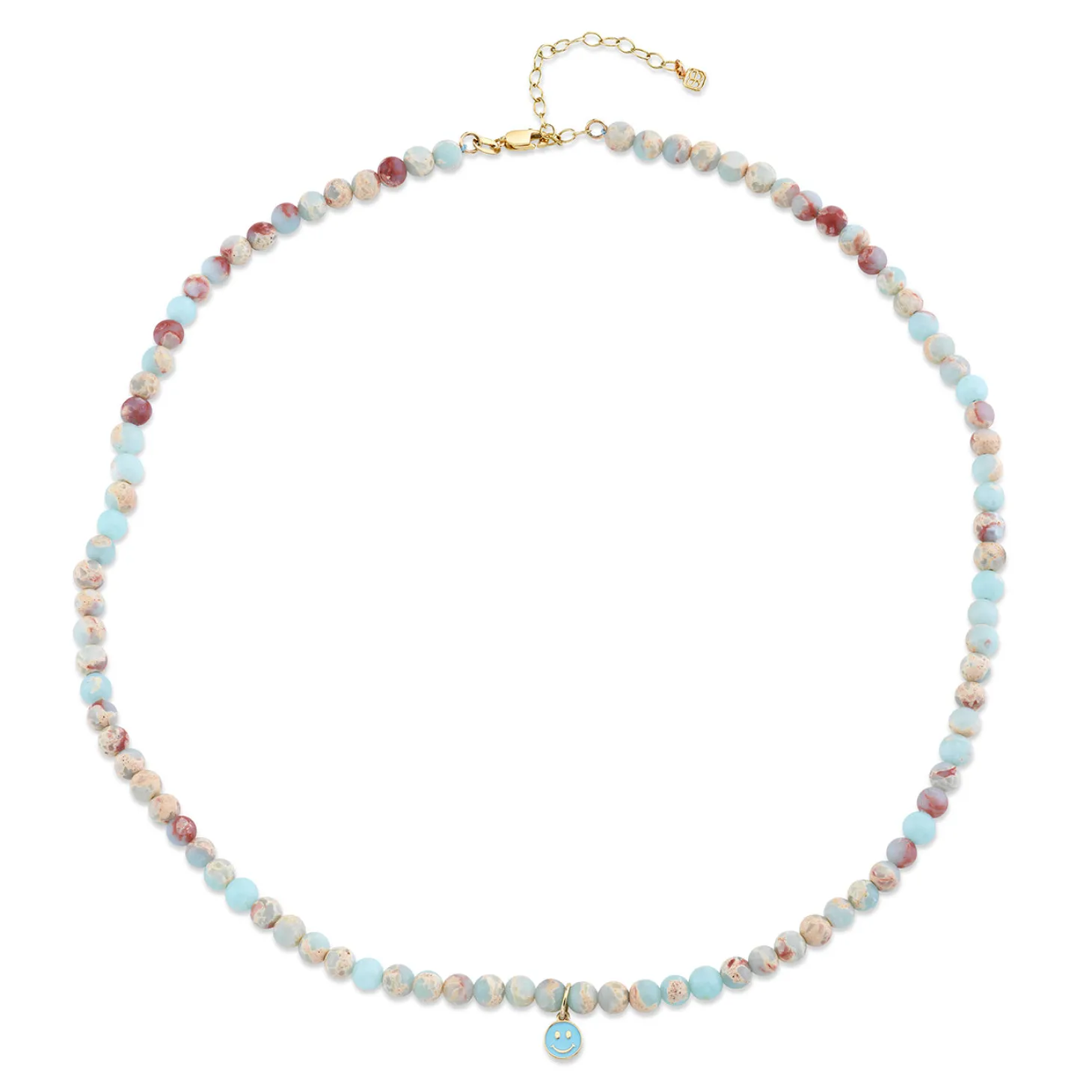 Kids Collection Gold & Enamel Happy Face Impression Jasper Necklace