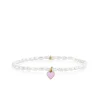 Kids Collection Gold & Enamel Heart on White Rice Pearl