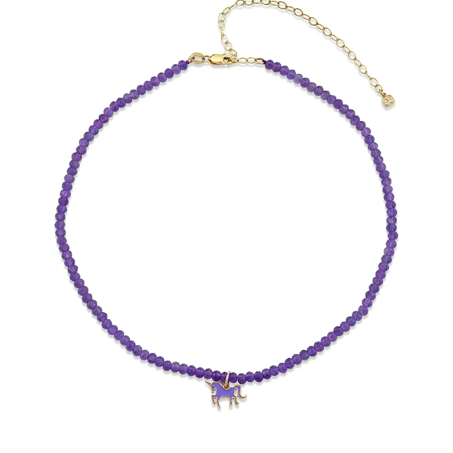 Kids Collection Gold & Enamel Unicorn Amethyst Necklace